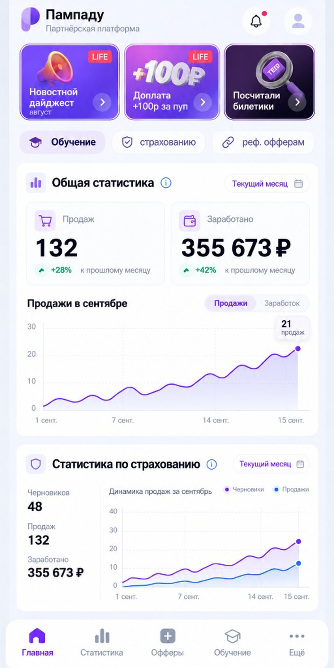 Пример статистики Пампаду
